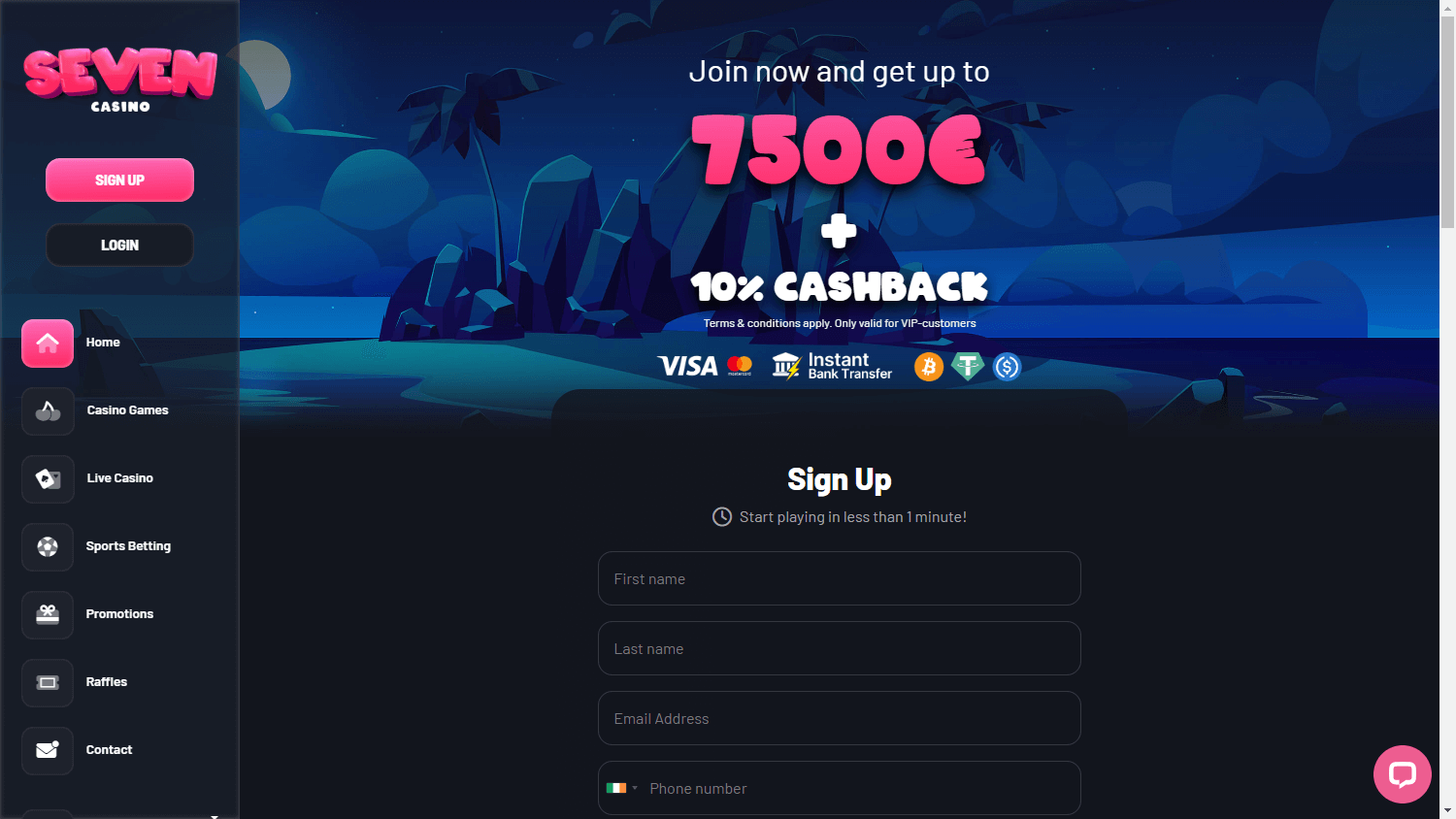 Seven Casino Capture d’écran pour ordinateur